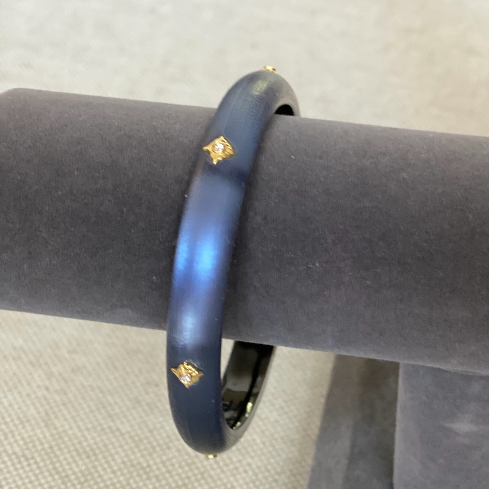 Alexis Bittar Steel Blue Studded Bangle Bracelet